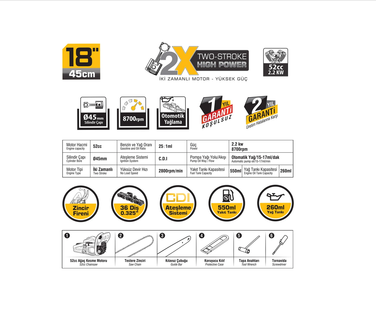 SGS 5354 AĞAÇ KESME MOTORU BENZİNLİ