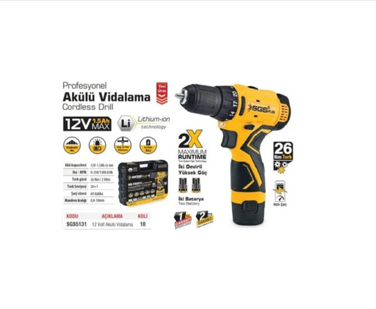 SGS 5131 PROFESYONEL AKÜLÜ VİDALAMA 12 VOLT 1.5 AMPER