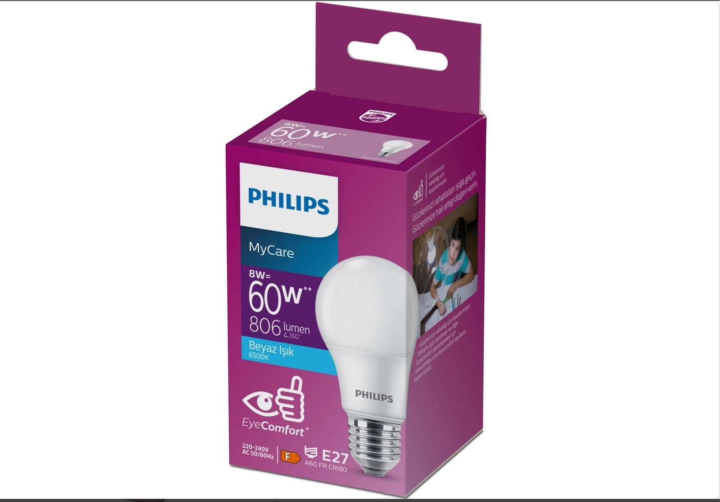 8W PHİLİPS LED AMPÜL 8-60W (BEYAZ)